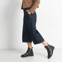 Theona Black Leather Ankle Boots