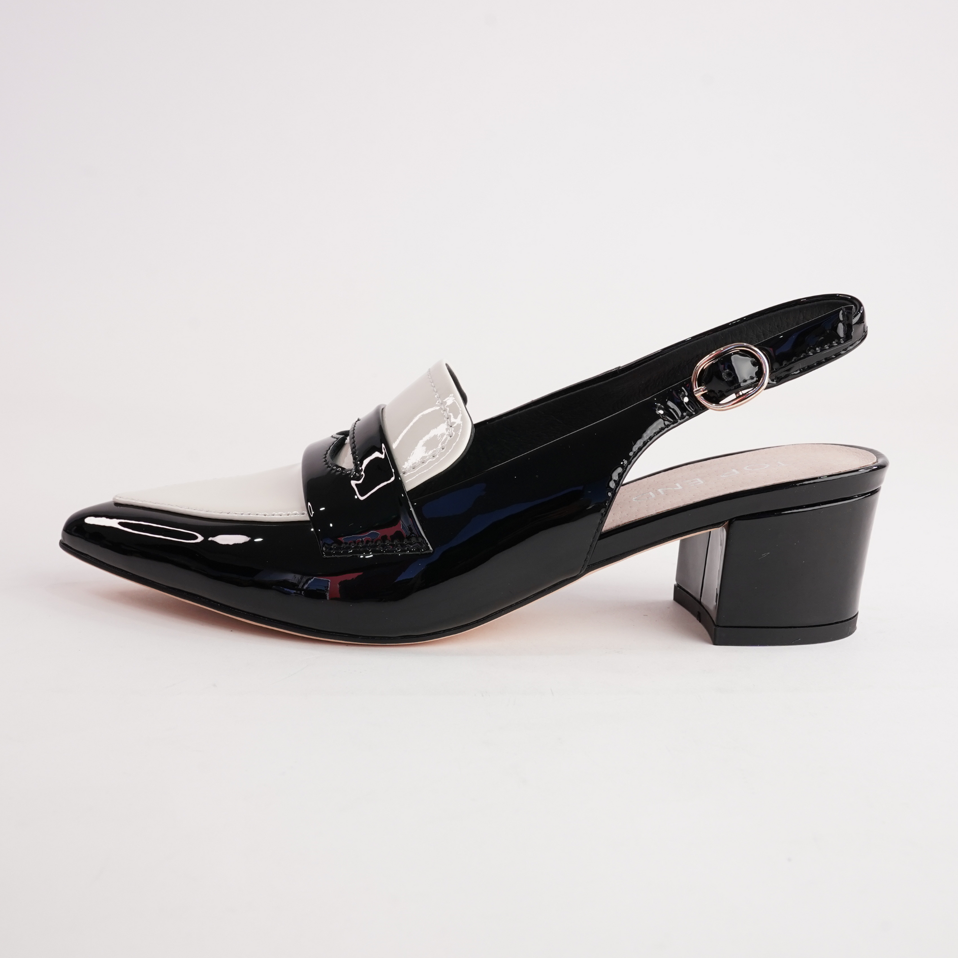 Aidayo Black Patent / Ivory Leather Heels