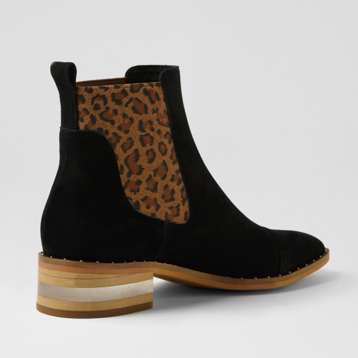Forda Black Suede/ Leopard Elastic Ankle Boots - DJANGO AND JULIETTE | Shouz