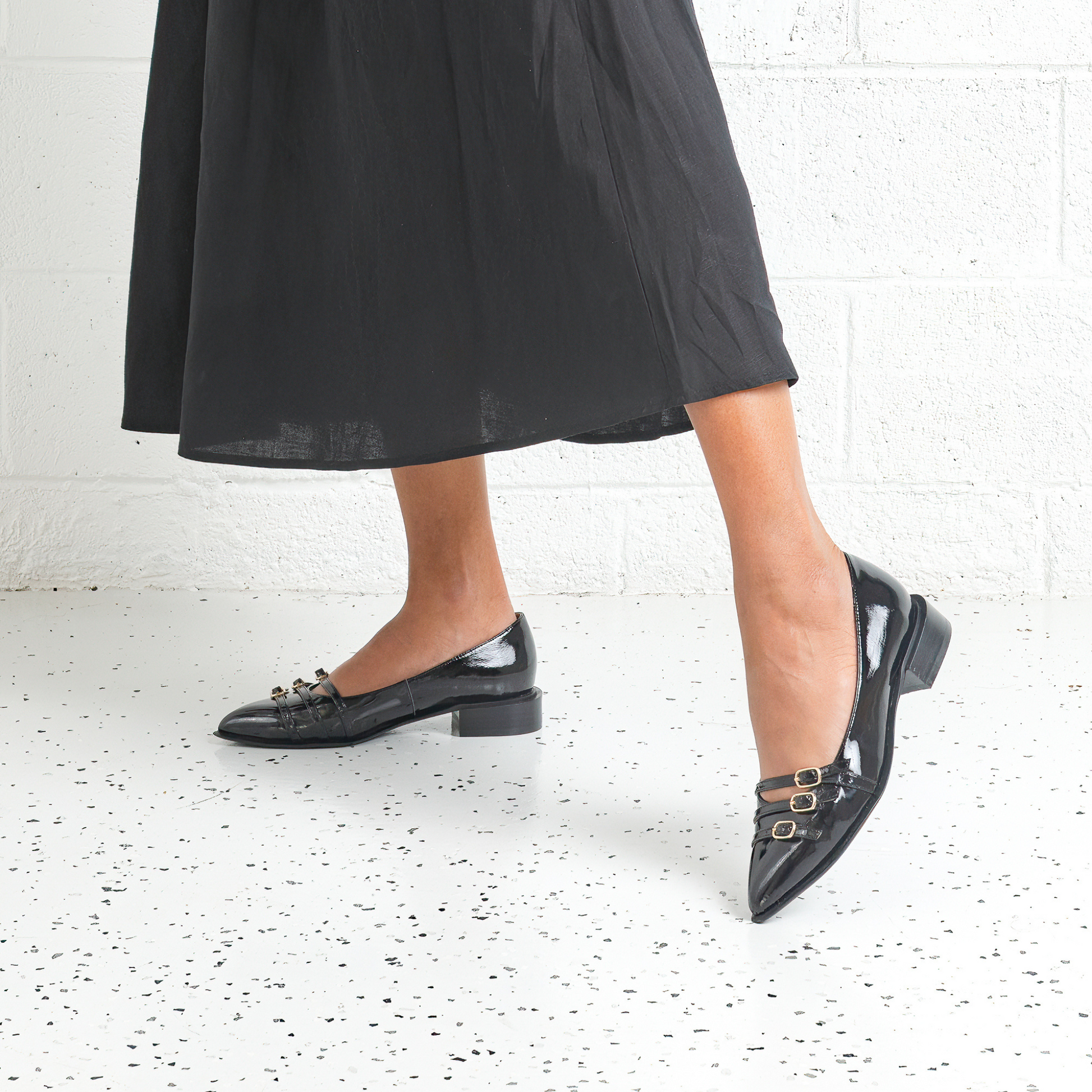 Eliora Black Patent Leather Flats