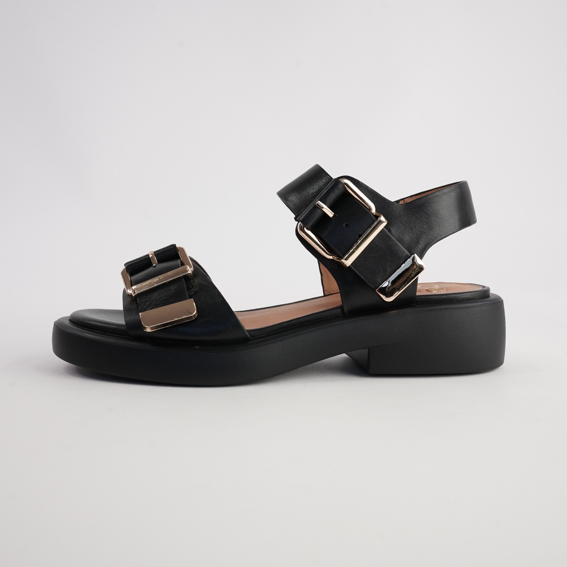 Ele Black Leather Sandals