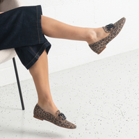 Socoros Camel Leopard Leather Loafers