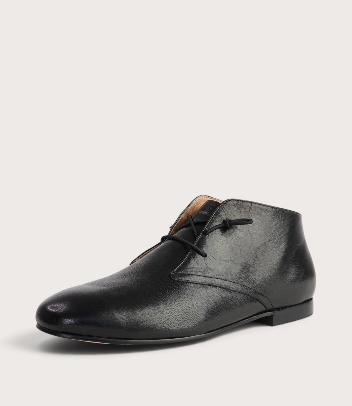 Ujala Black Polish Leather Flats