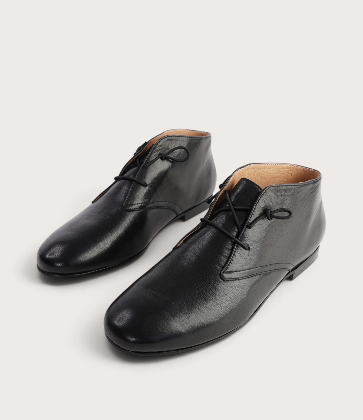 Ujala Black Polish Leather Flats
