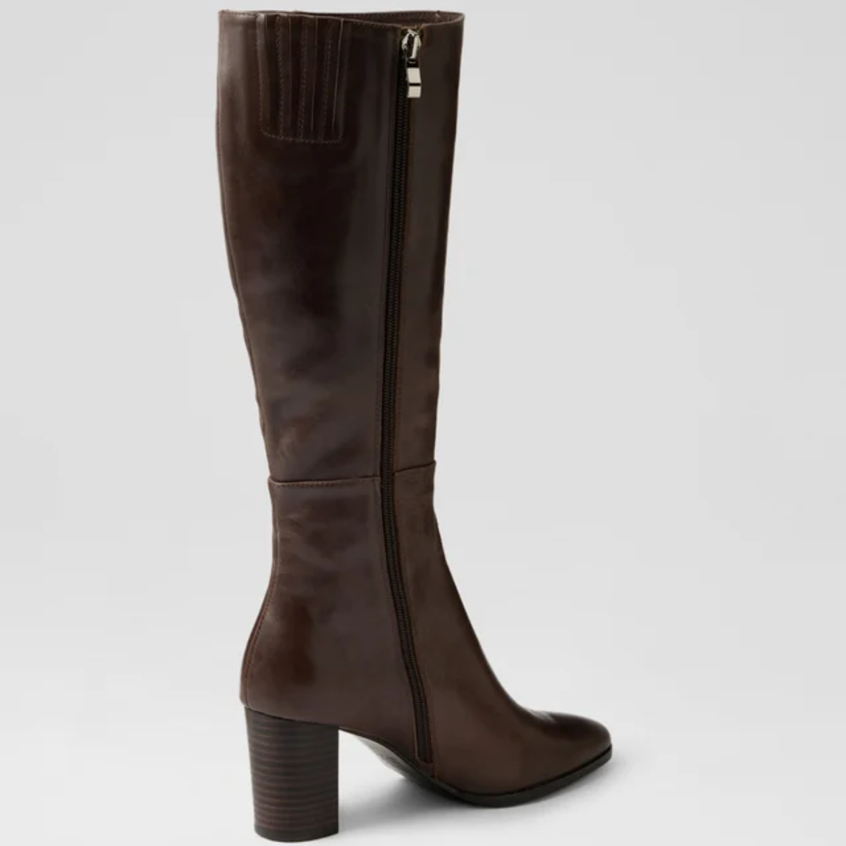 Allouta Choc Leather/ Choc Heel Knee High Boots - DJANGO AND JULIETTE | Shouz