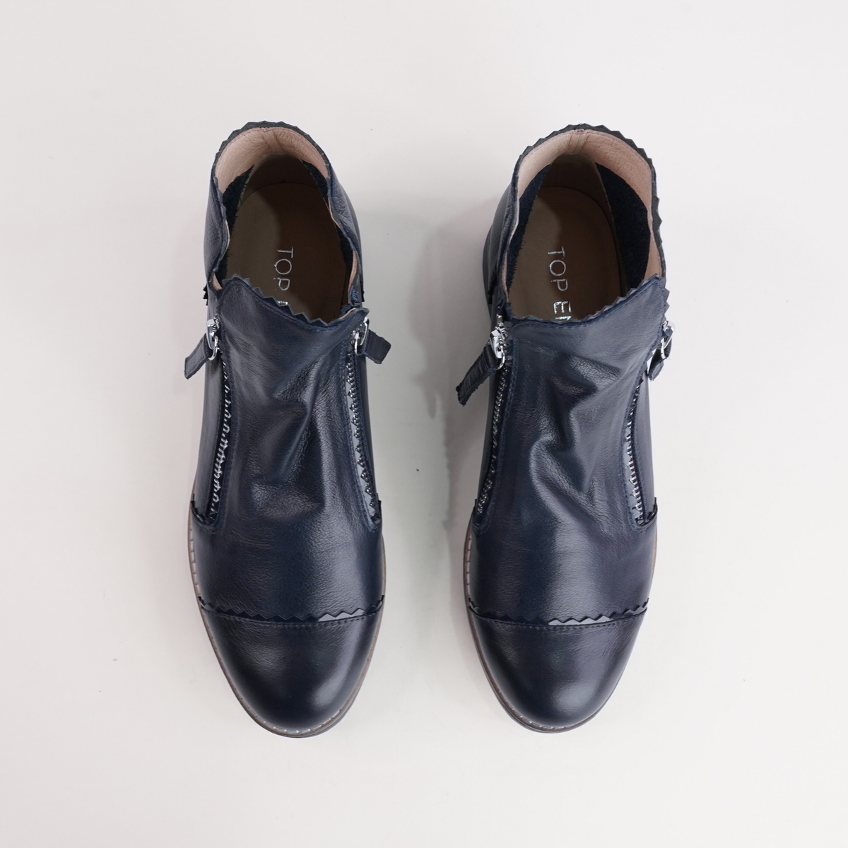 Ooday Navy/ Navy Patent Leather Ankle Boots - TOP END | Shouz