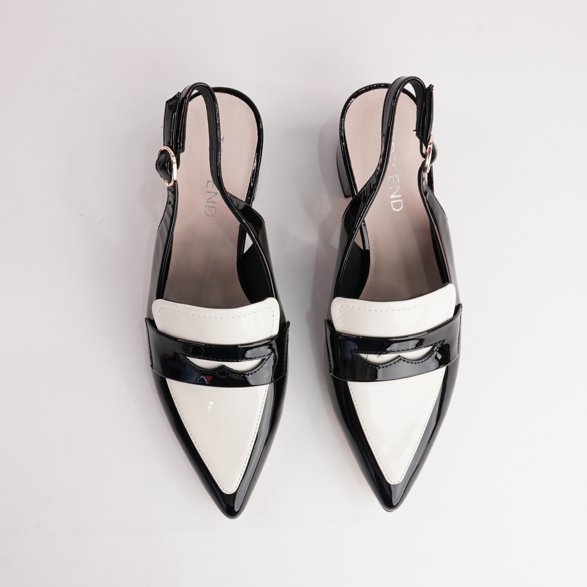 Aidayo Black Patent / Ivory Leather Heels