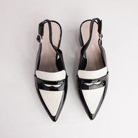 Aidayo Black Patent / Ivory Leather Heels