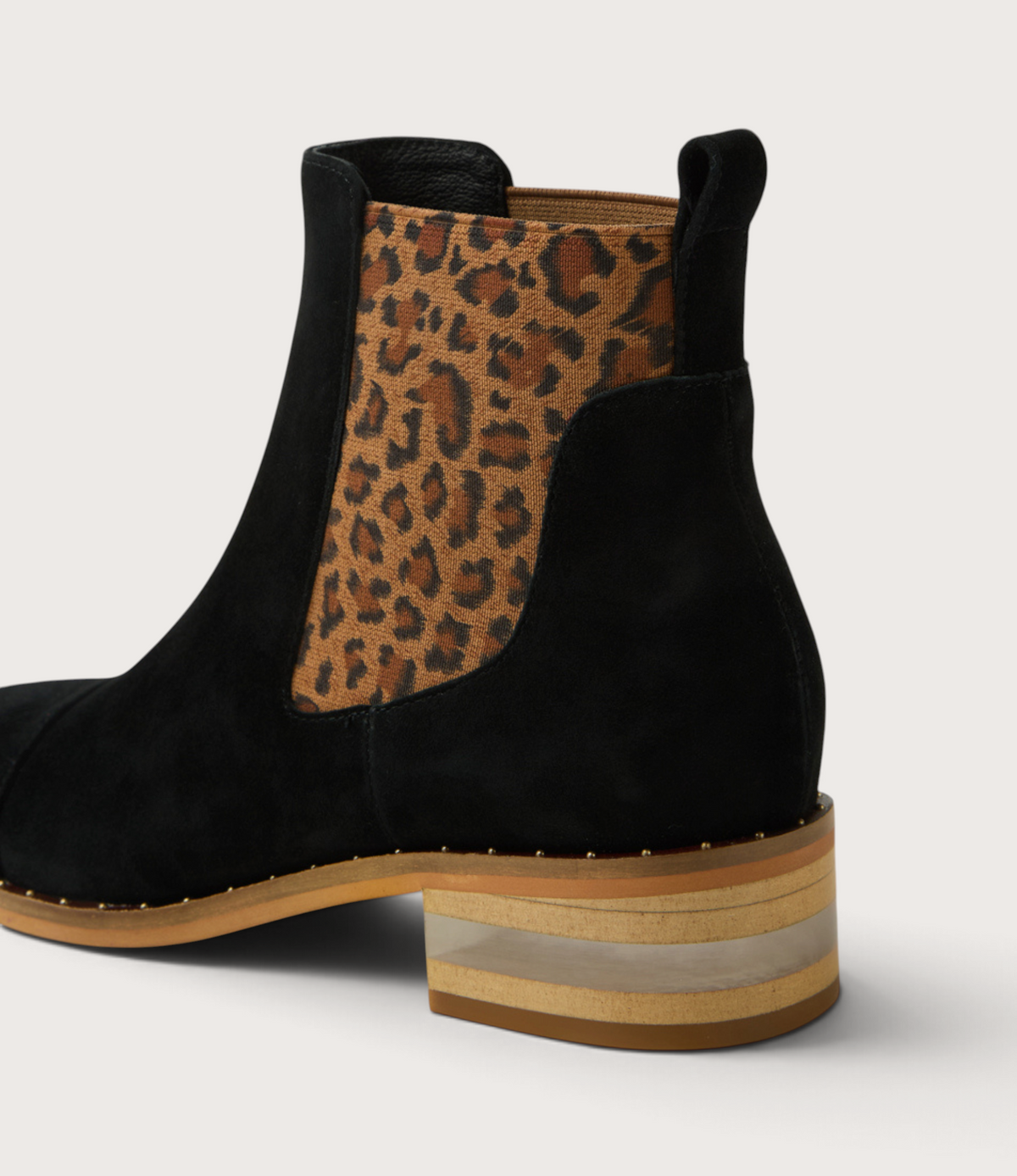 Forda Black Suede/ Leopard Elastic Ankle Boots - DJANGO AND JULIETTE | Shouz