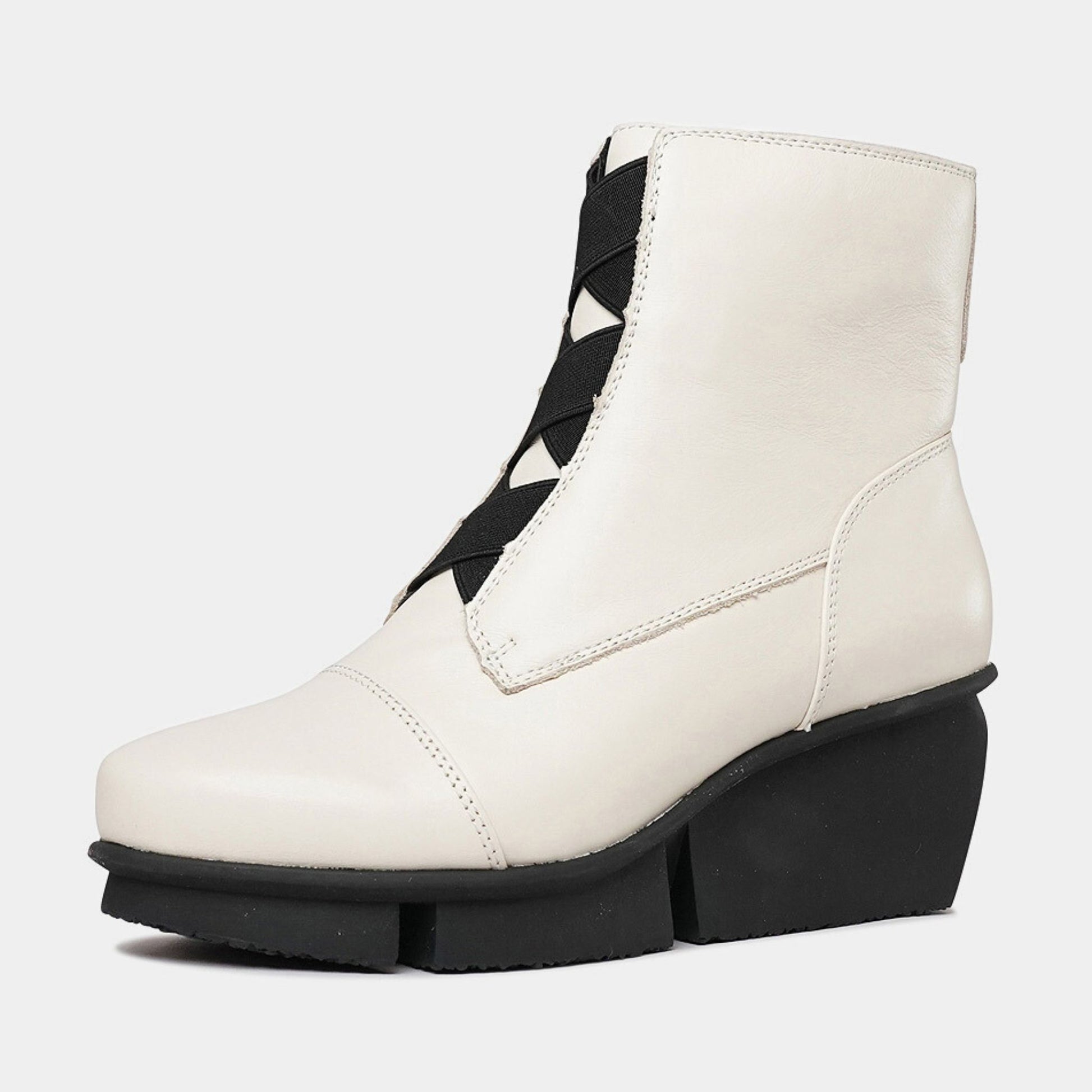 Orient Cream Leather Wedge Boots, ALFIE & EVIE - Shouz
