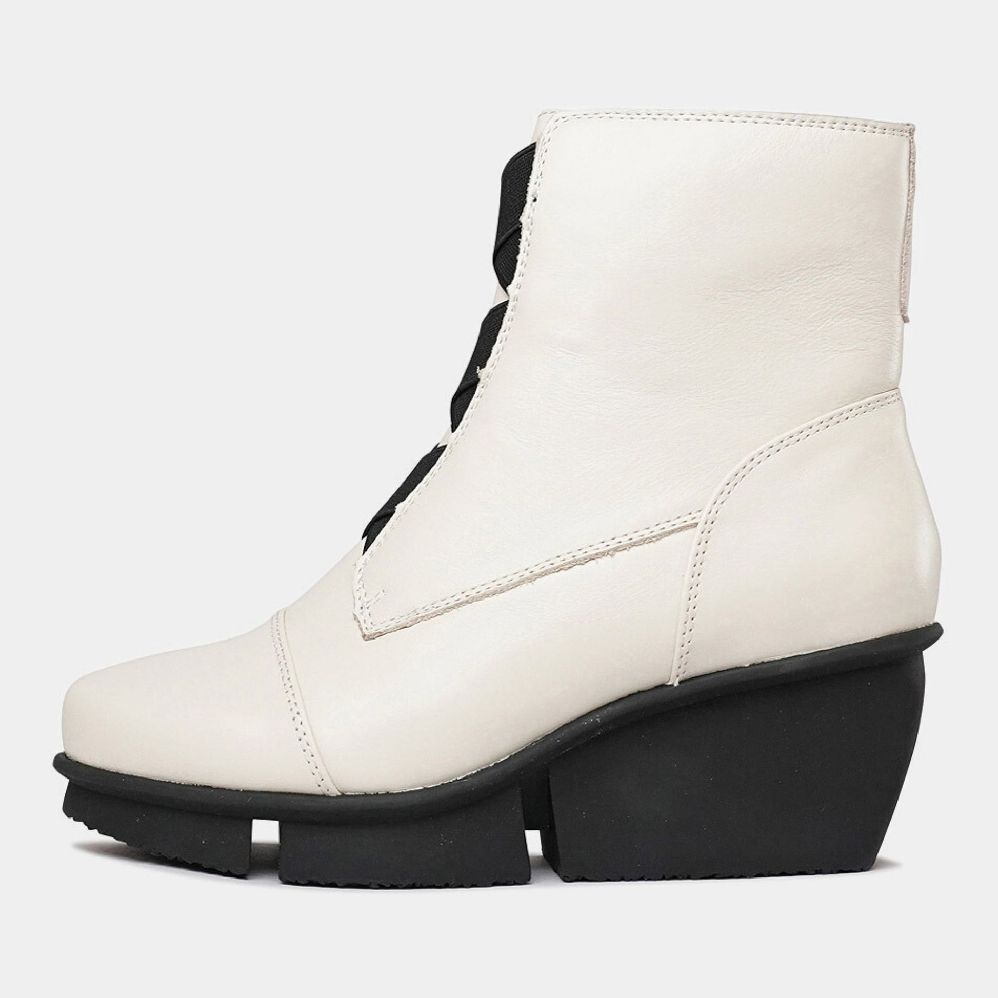 Orient Cream Leather Wedge Boots, ALFIE & EVIE - Shouz