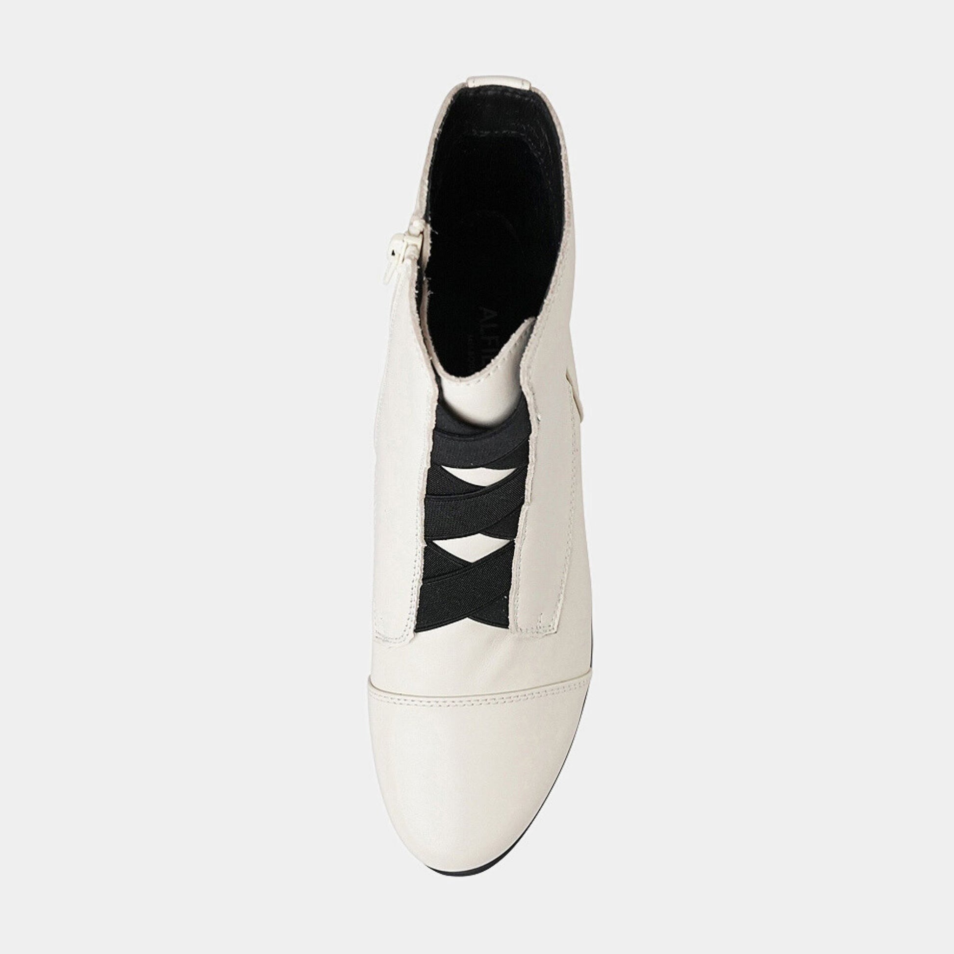 Orient Cream Leather Wedge Boots, ALFIE & EVIE - Shouz