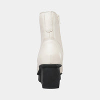 Orient Cream Leather Wedge Boots, ALFIE & EVIE - Shouz