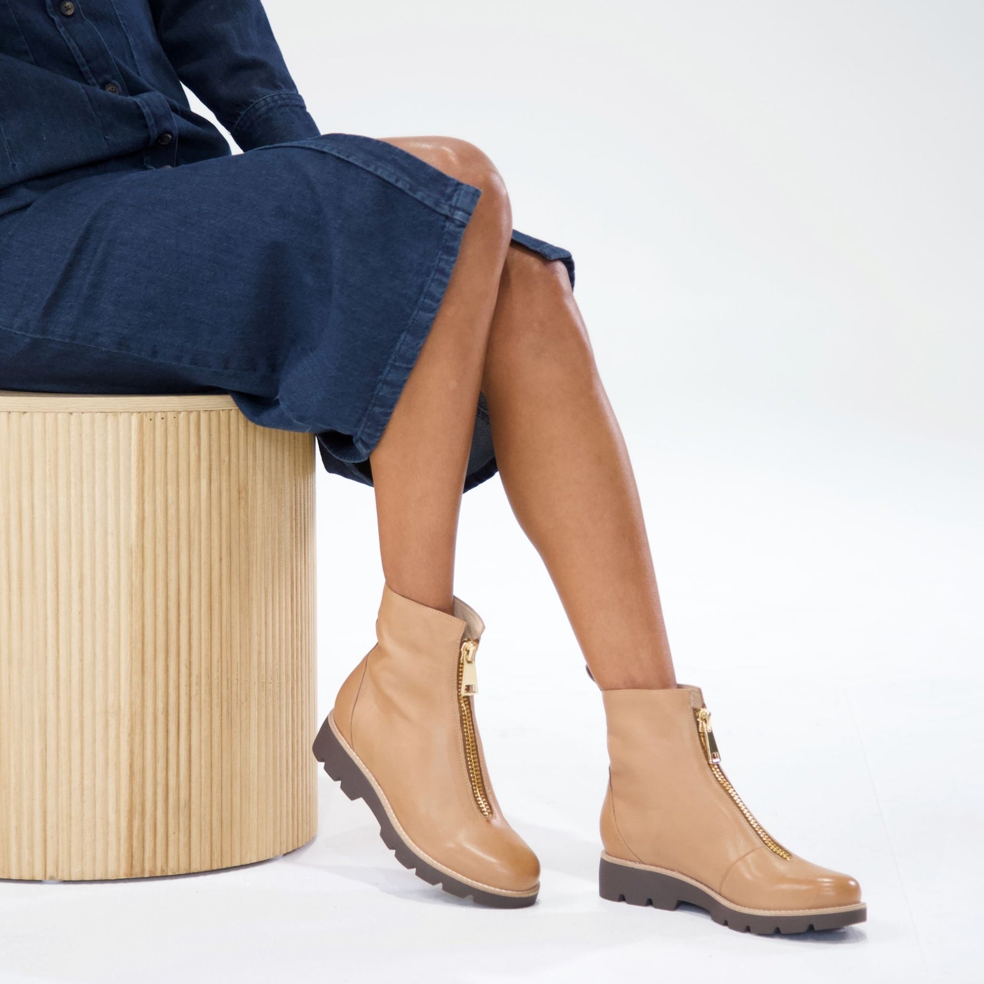 Mieyette Dark Tan Leather Ankle Boots, TOP END - Shouz