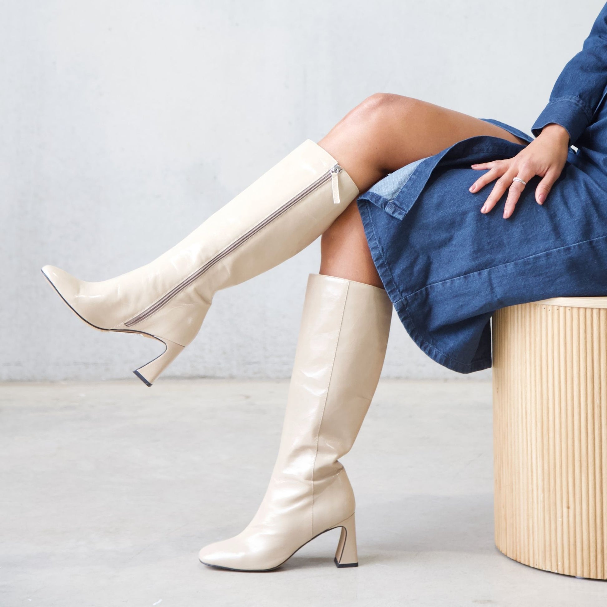 Ag-23596 Torrone Patent Knee High Boots, NEO - Shouz