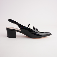 Aidayo Black Patent / Ivory Leather Heels