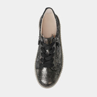 Amelia Black Crackle Leather Sneakers, GABOR - Shouz