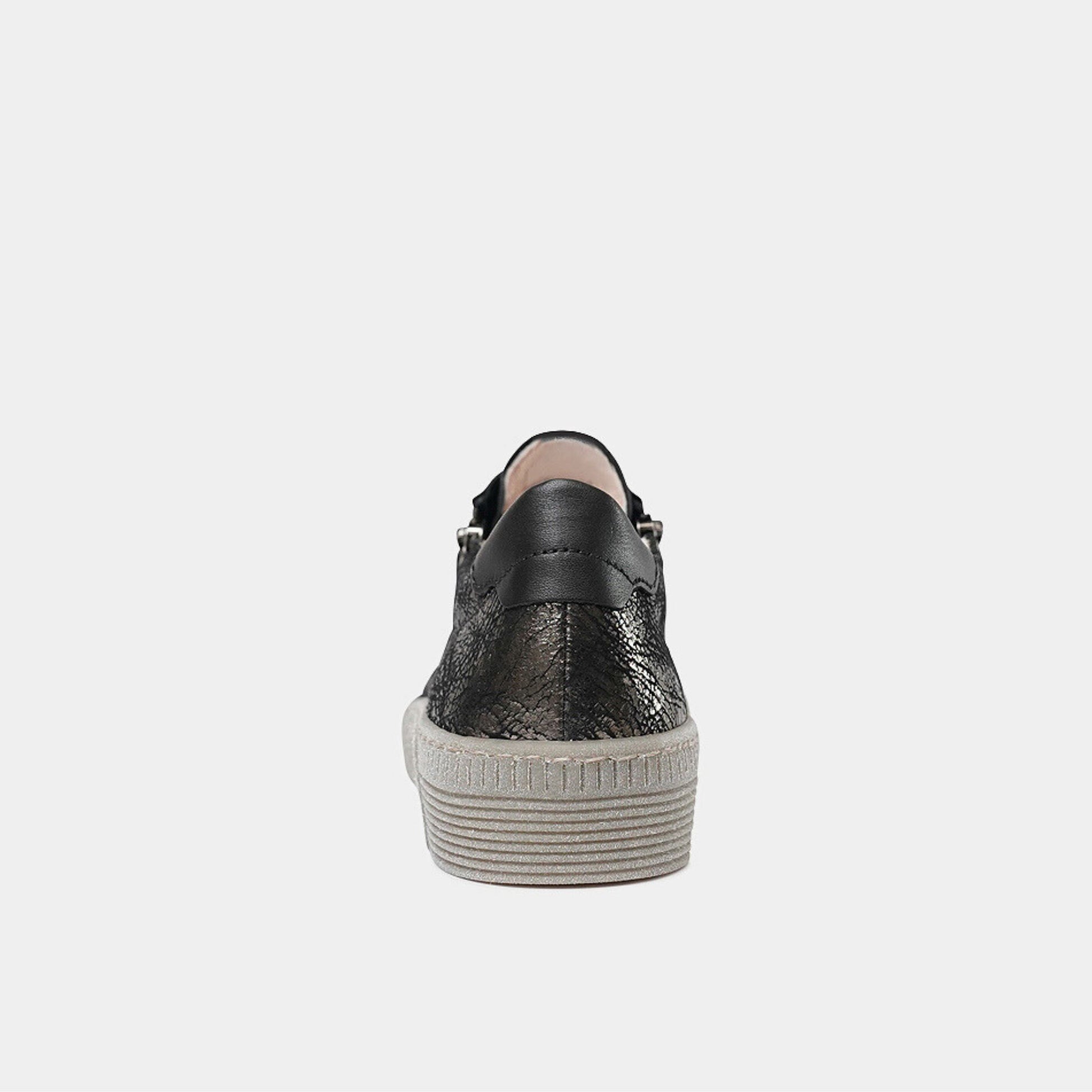 Amelia Black Crackle Leather Sneakers, GABOR - Shouz