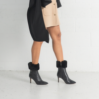 Belos Black Leather/ Fur Ankle Boots