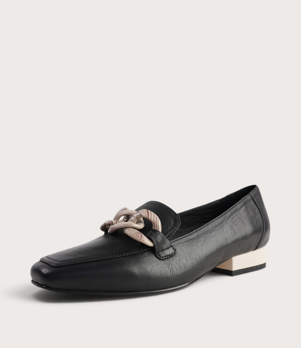 Roam Black/ Bone Leather Loafers - BRESLEY | Shouz