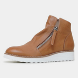 Ohmy Dark Tan Leather Ankle Boots