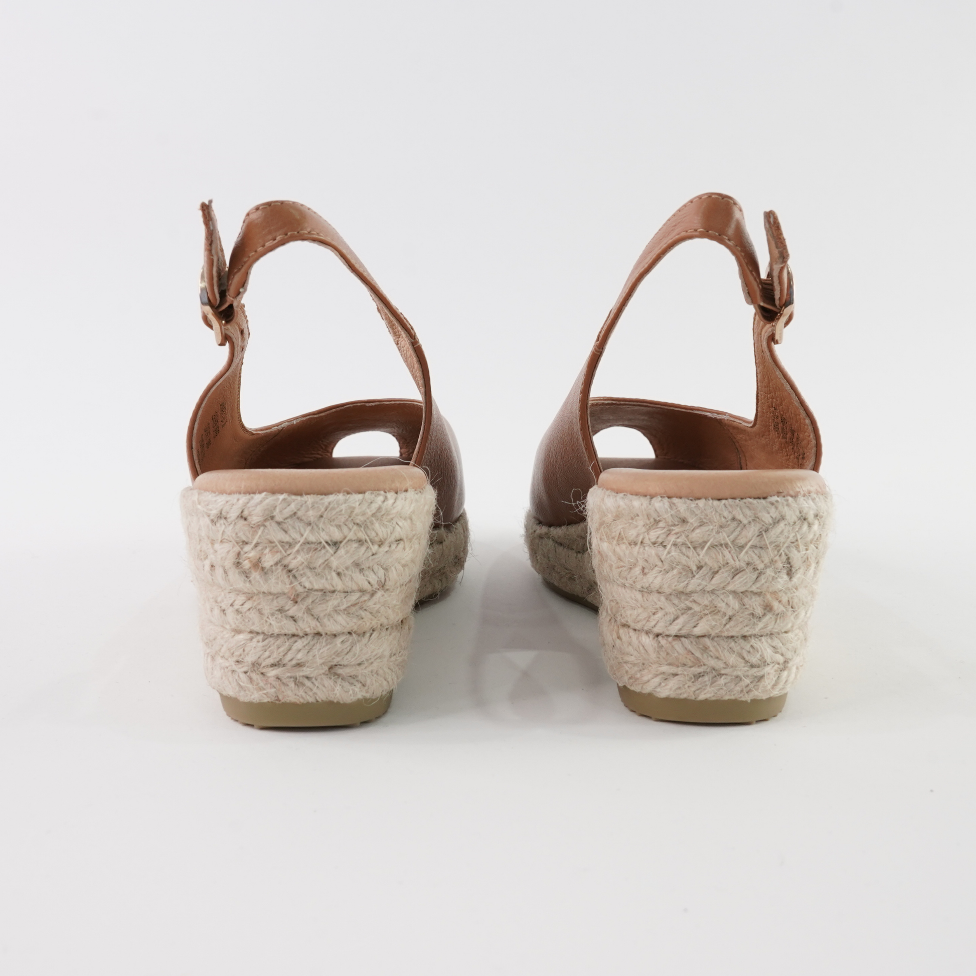 Saniarly Dark Tan Leather Espadrille Wedges