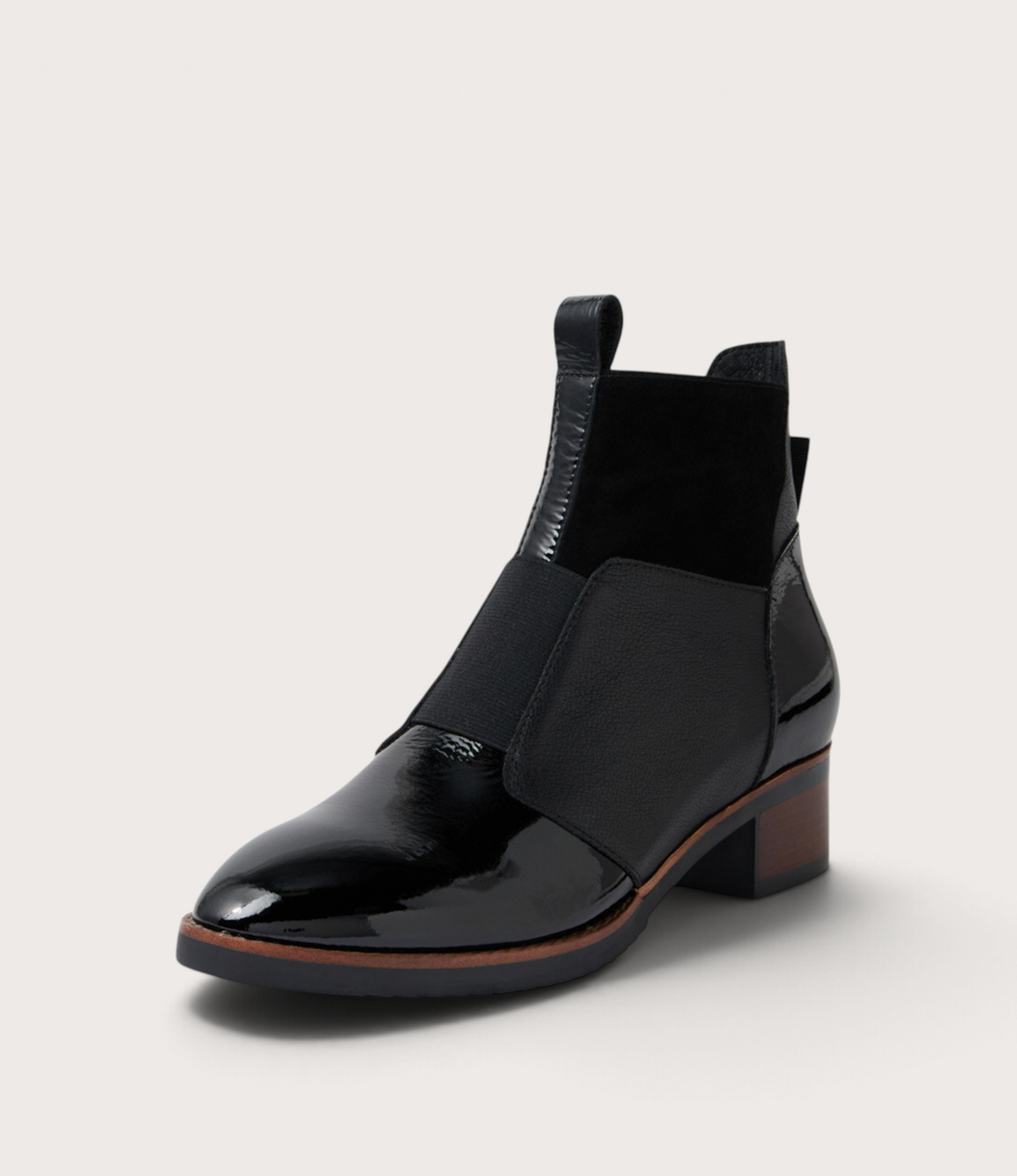 Traigs Black Mix Leather Ankle Boots