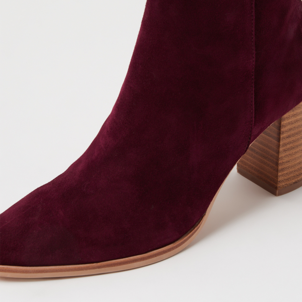 Aisley Burgundy Suede/ Natural Heel Boots - DJANGO AND JULIETTE | Shouz