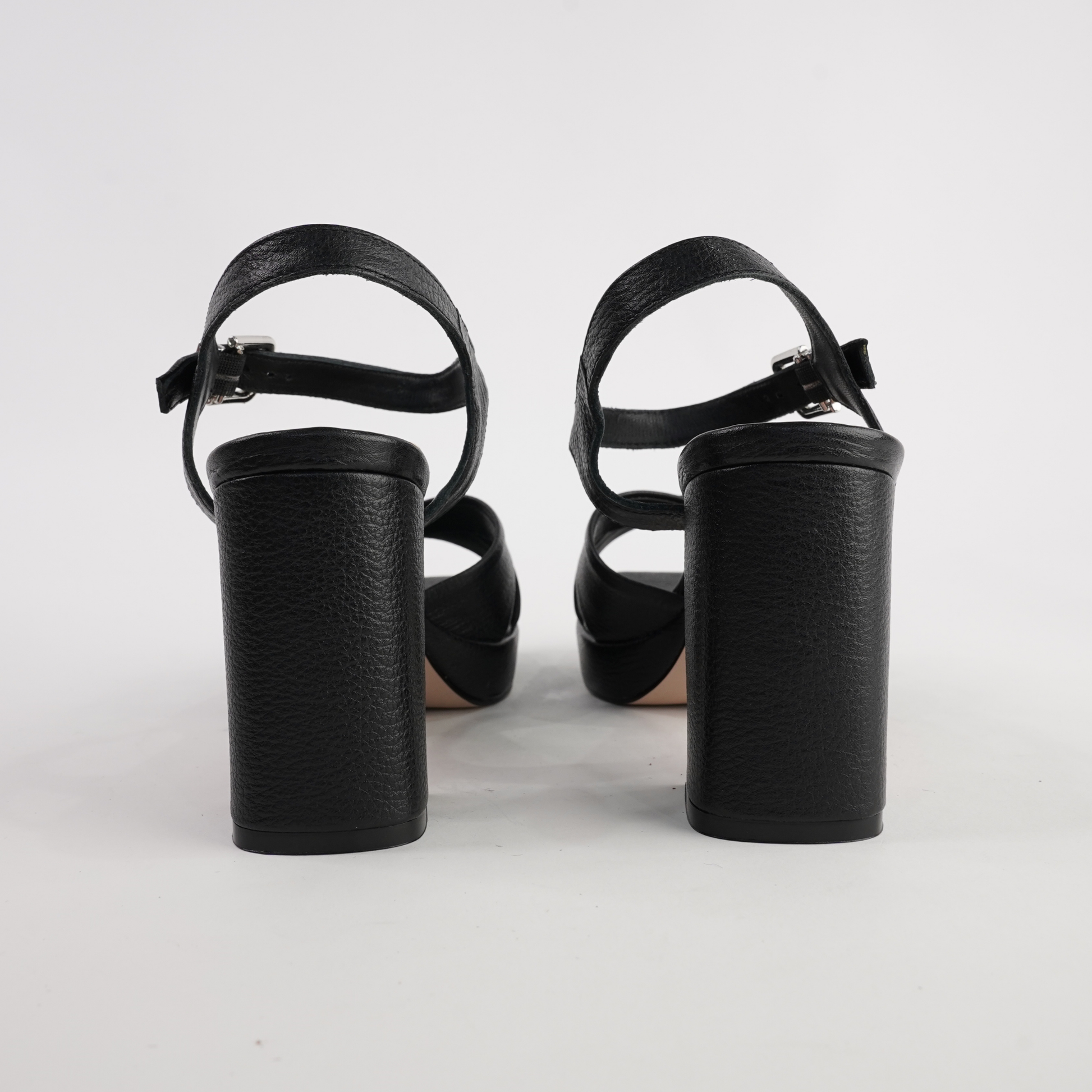 Runaway Black Pebble Leather Heels