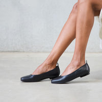 Mirri Black Leather Ballet Flats, NU BY NEO - Shouz