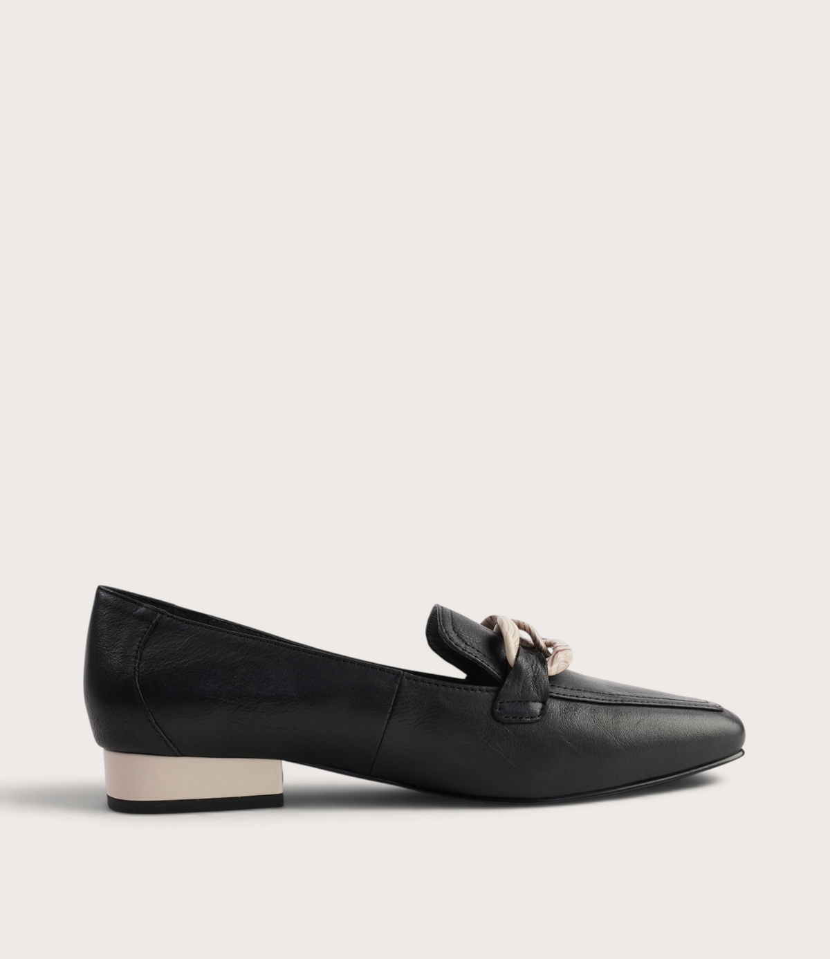 Roam Black/ Bone Leather Loafers - BRESLEY | Shouz