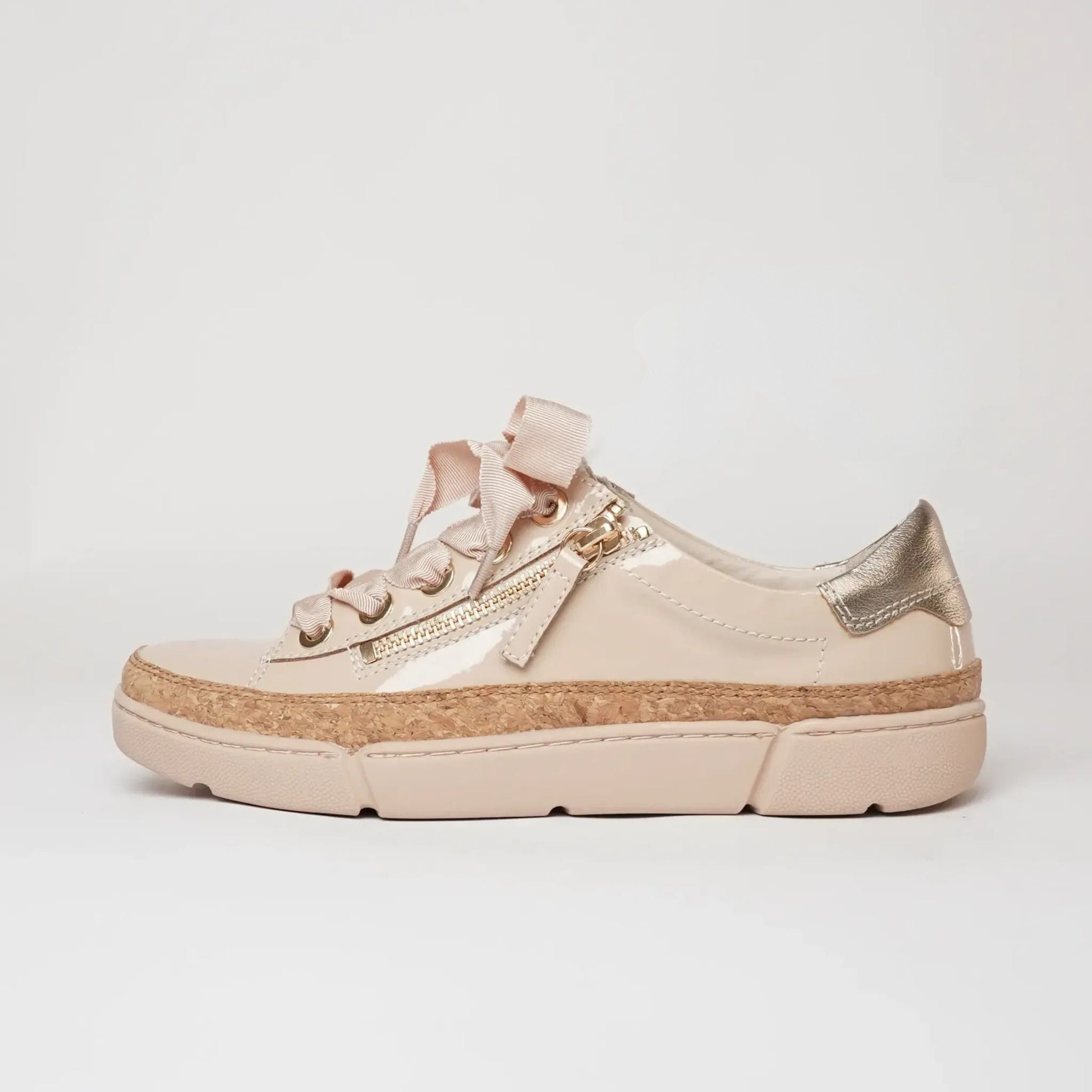 Torayne Latte Patent Leather Sneakers, DJANGO & JULIETTE - Shouz
