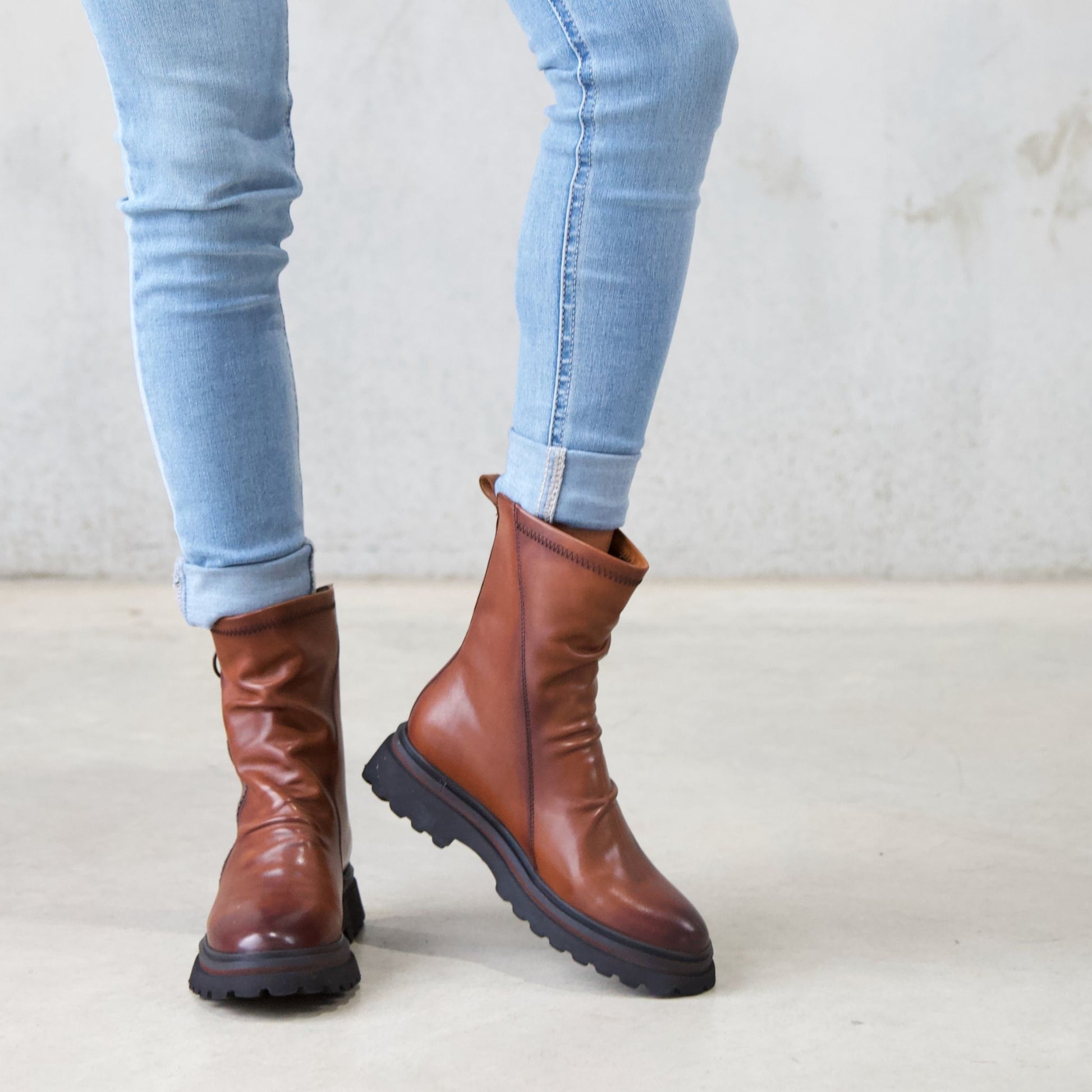 Skarlet Brandy Leather Ankle Boots, EOS FOOTWEAR - Shouz