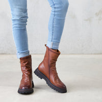 Skarlet Brandy Leather Ankle Boots, EOS FOOTWEAR - Shouz