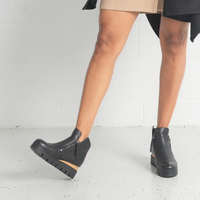 Radio Black Leather Ankle Boots