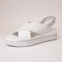 Debacle White/silver Leather Sandals