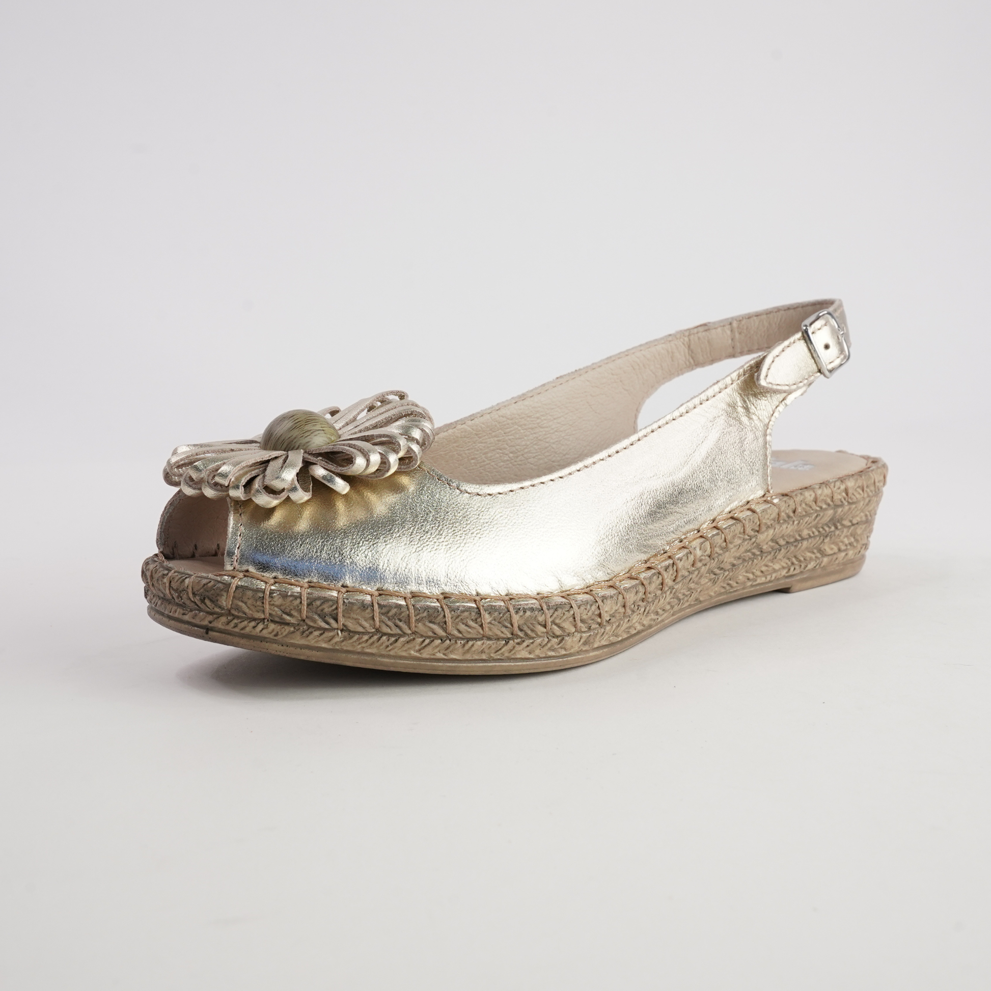 Erica Platino Leather Espadrille Wedges