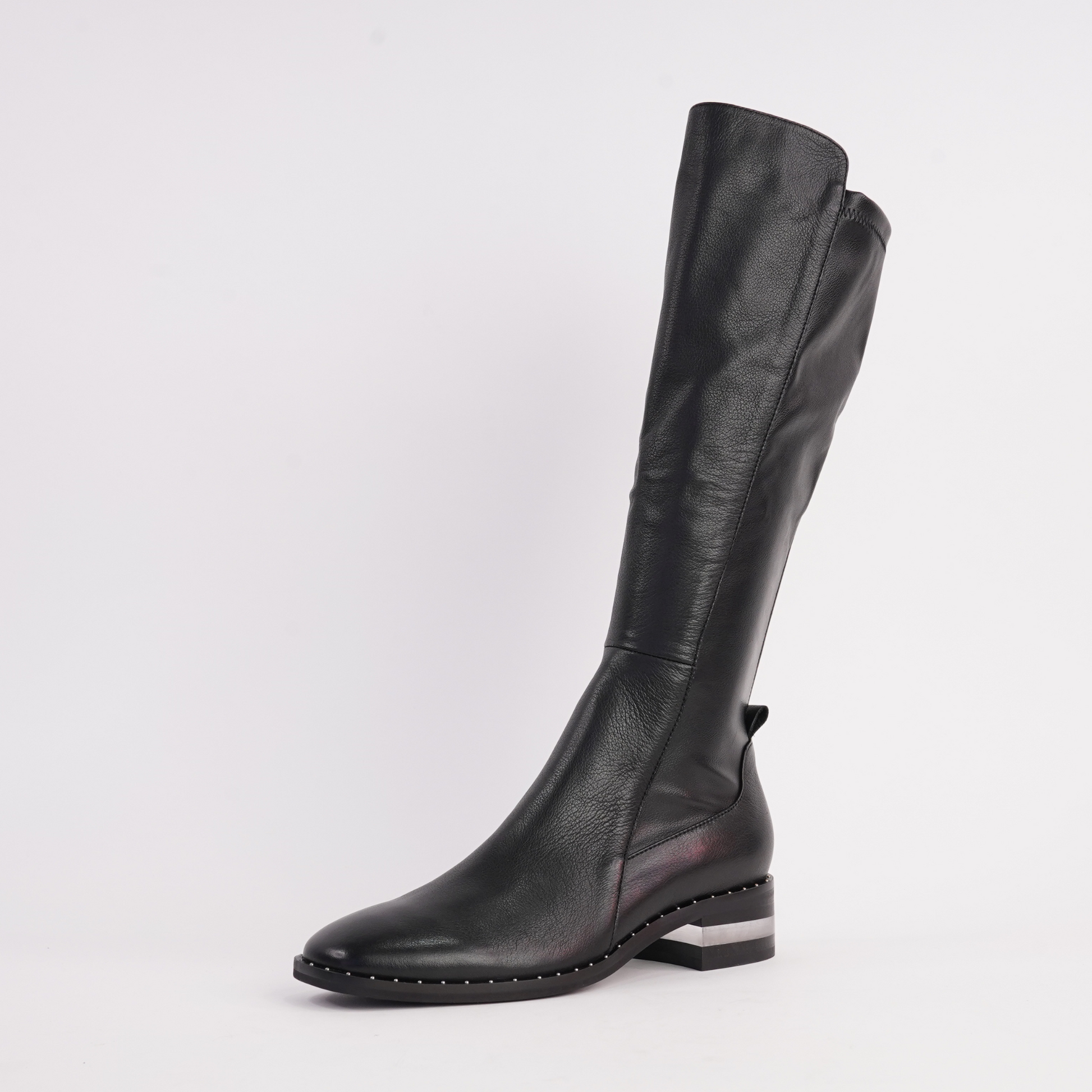 Folmy Black Leather Knee High Boots