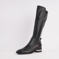 Folmy Black Leather Knee High Boots