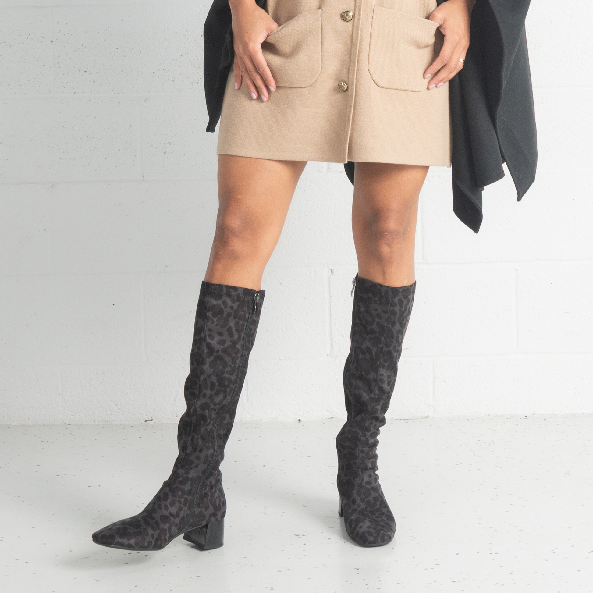 Jinx Charcoal Leopard Knee High Boots