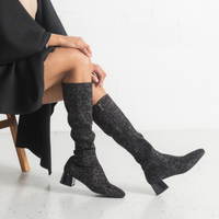 Jinx Charcoal Leopard Knee High Boots