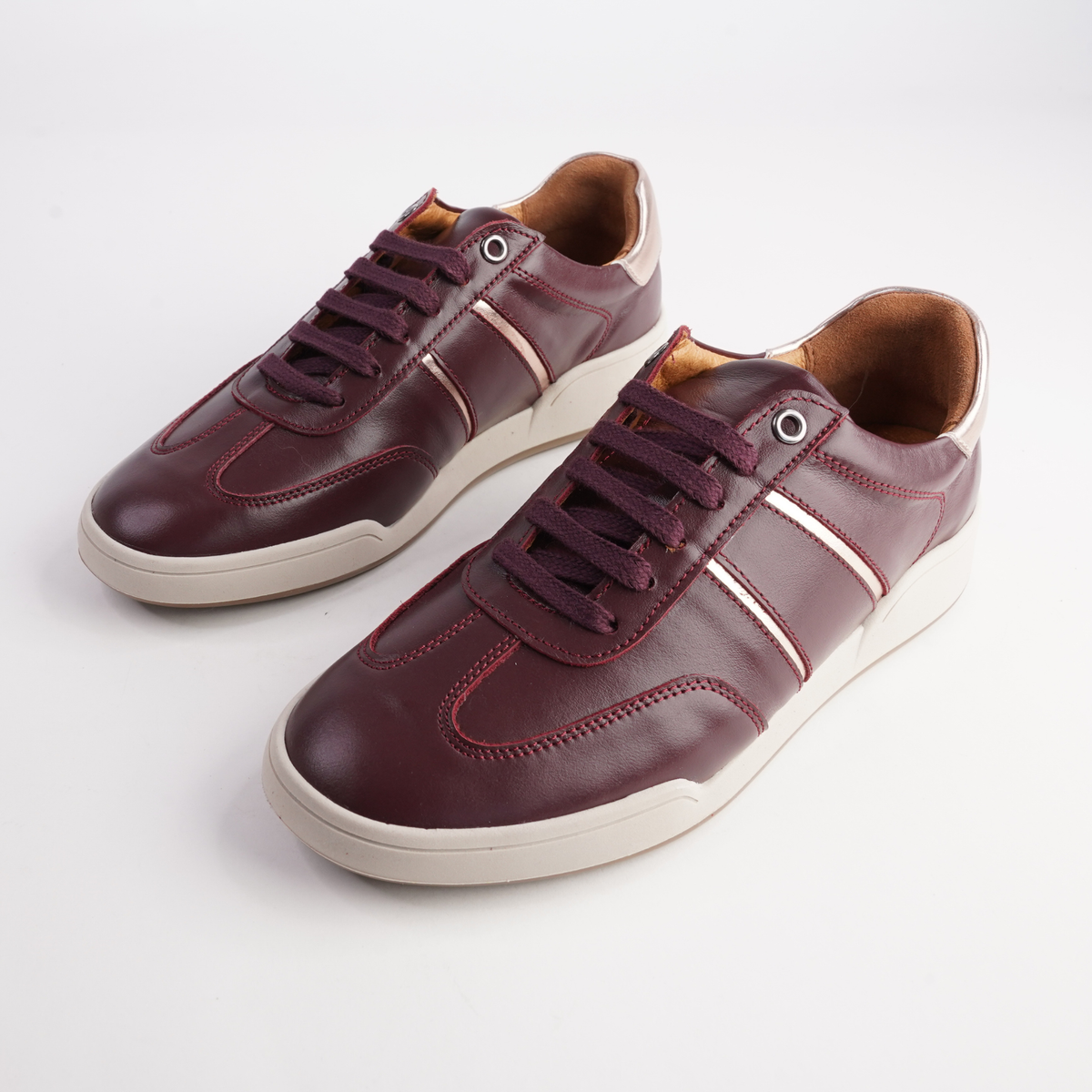 Sage Burgundy Leather Sneakers - SALA | Shouz