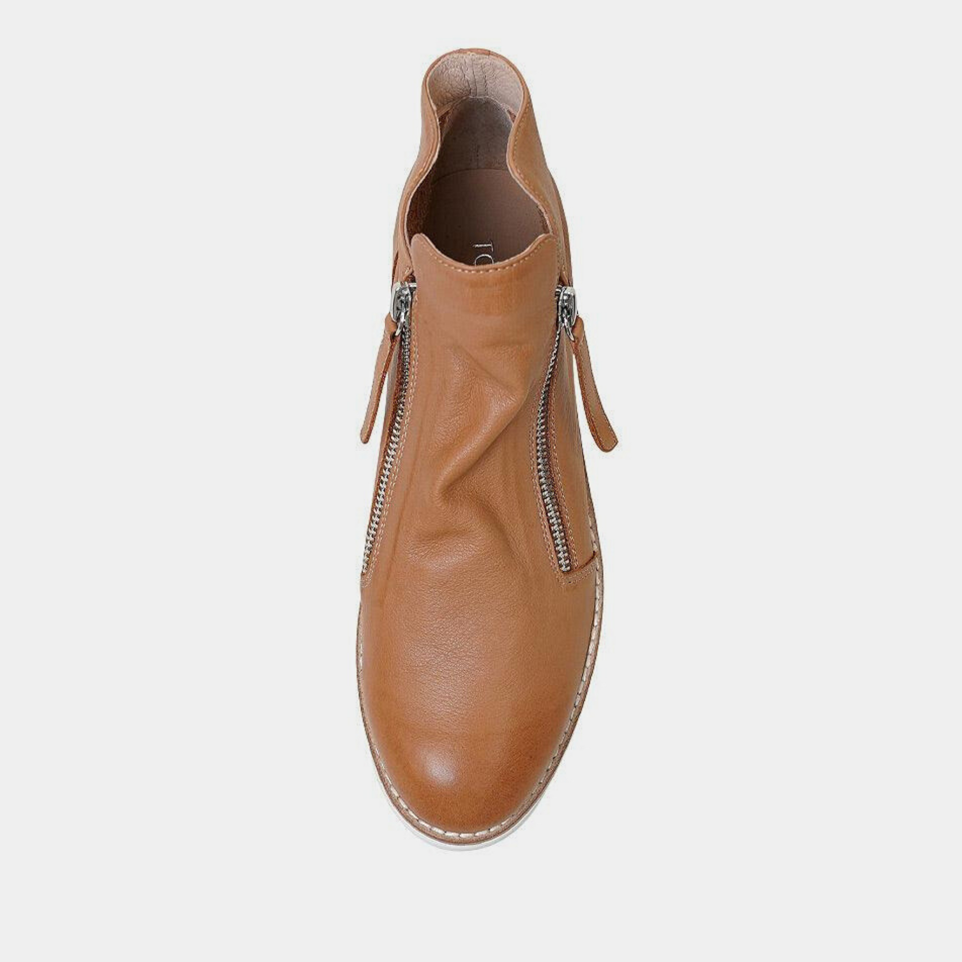 Ohmy Dark Tan Leather Ankle Boots