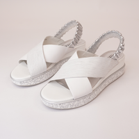 Debacle White/silver Leather Sandals