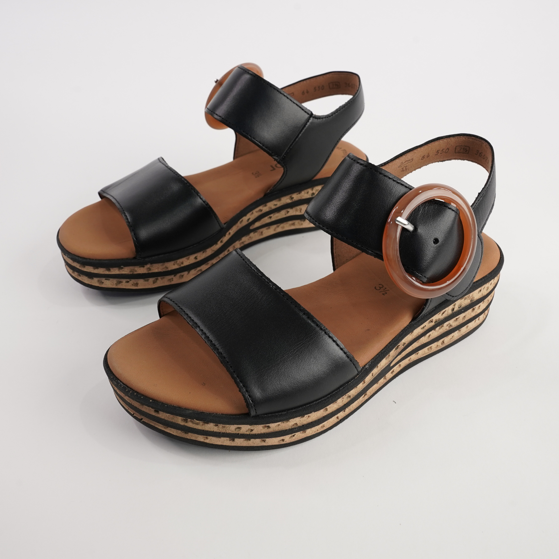 Margo Black Leather Sandals