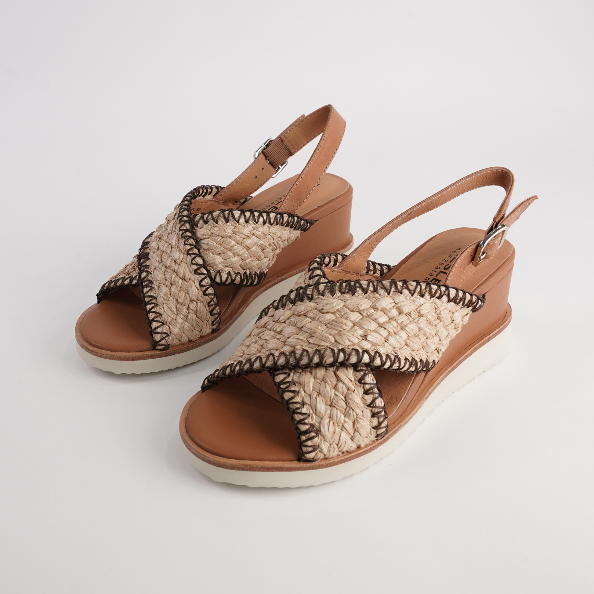 Shayna Tan Combo Leather Sandals
