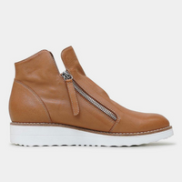 Ohmy Dark Tan Leather Ankle Boots