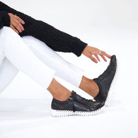 Bibi Black Leather Sneakers, SALA - Shouz