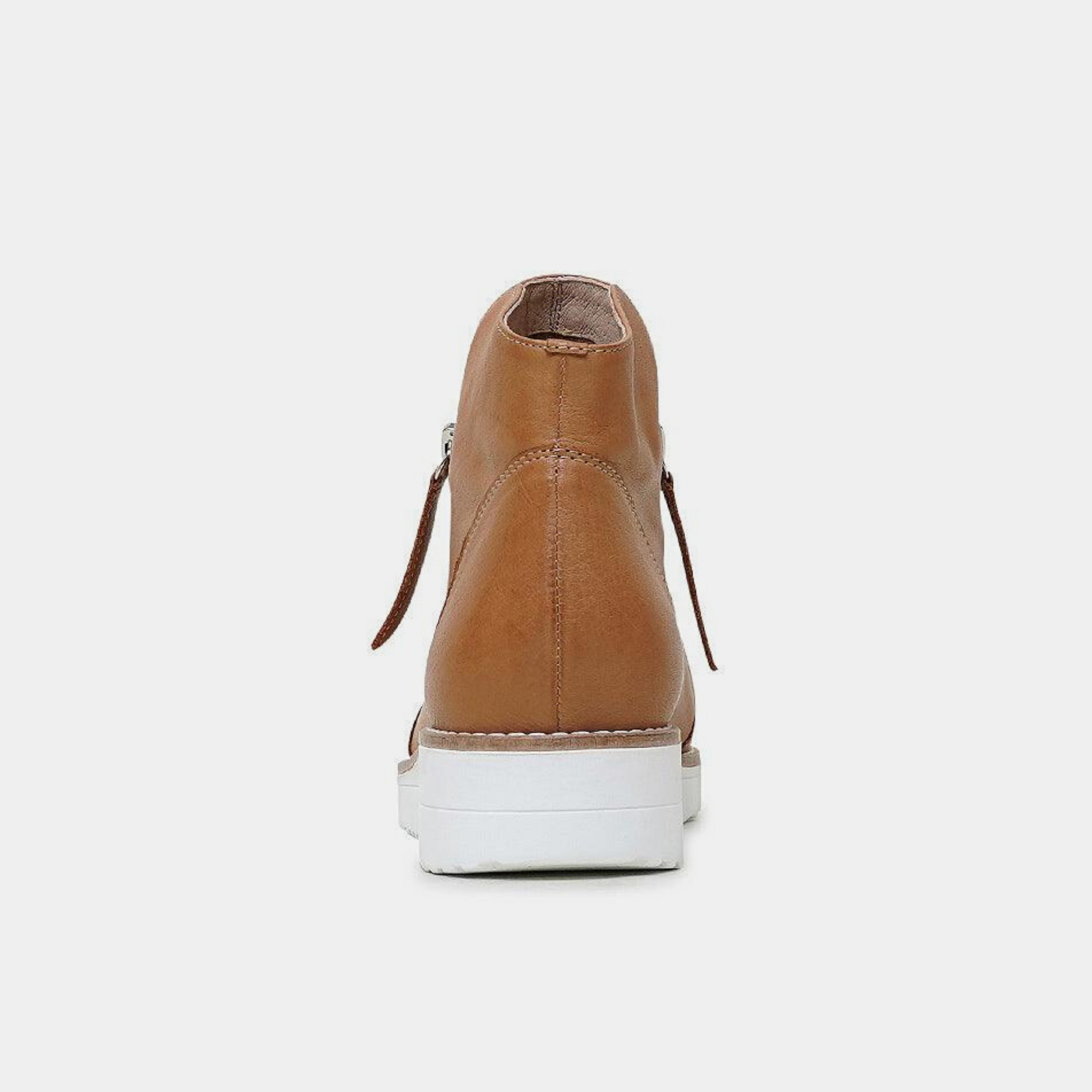 Ohmy Dark Tan Leather Ankle Boots