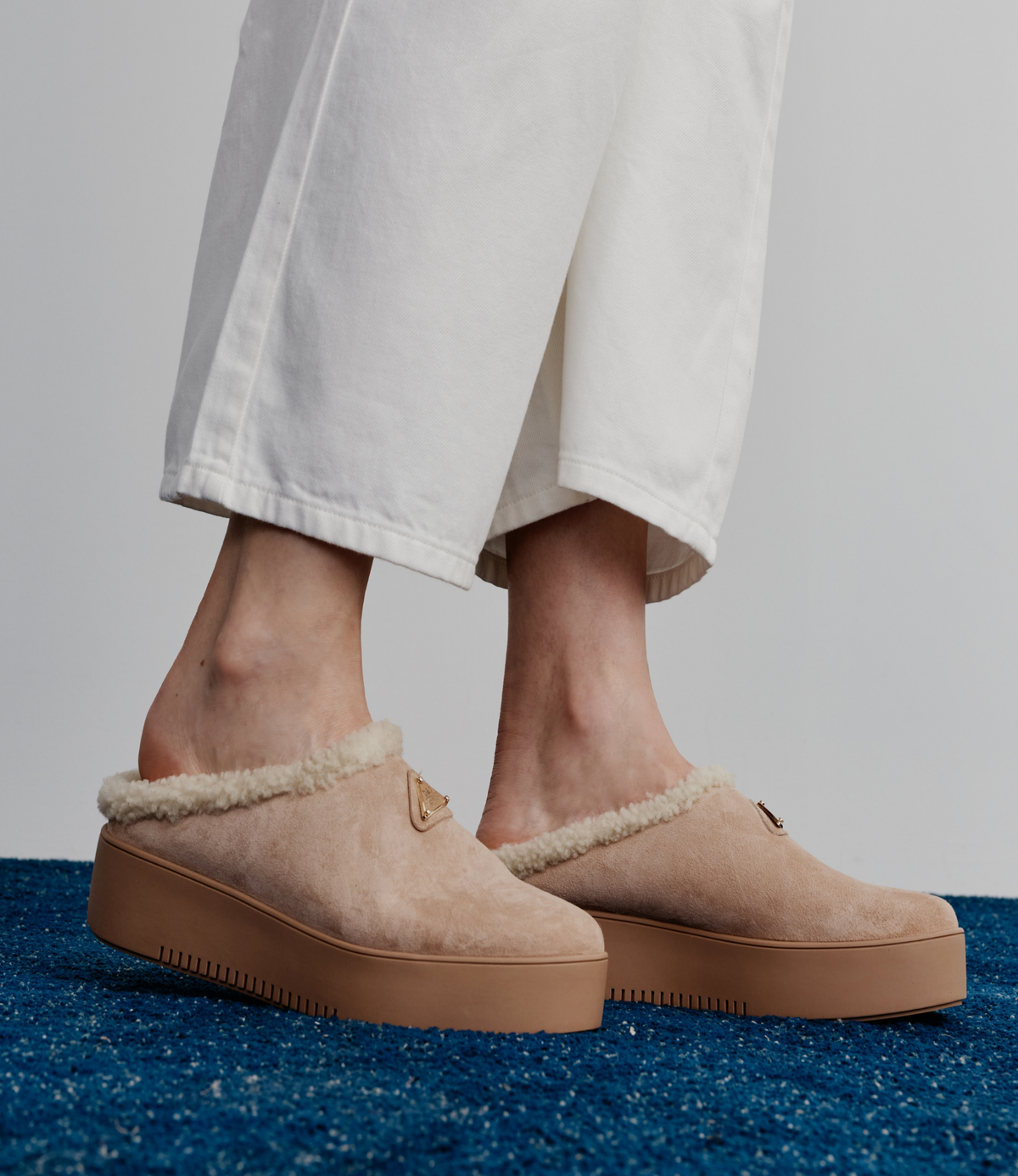 Willkie Sand/ Natural Suede Fur Flats - DJANGO AND JULIETTE | Shouz